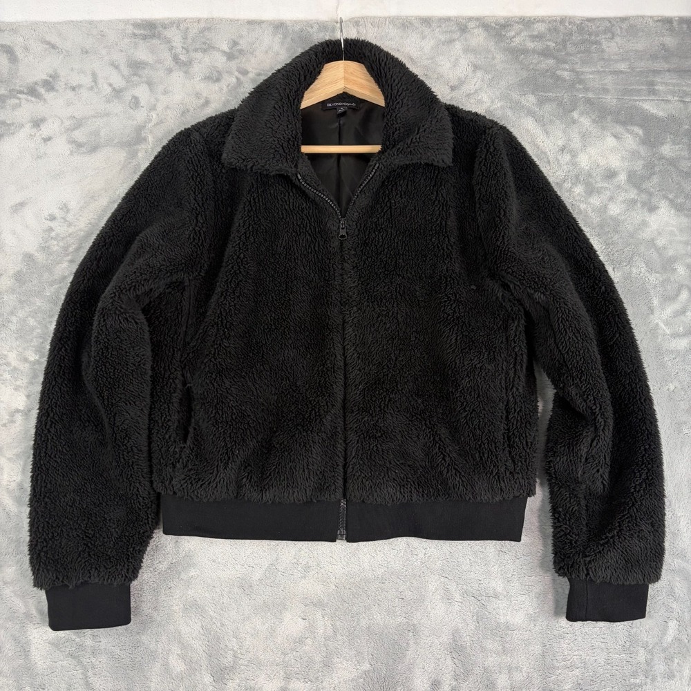 Beyond Yoga Jacket Womens Medium Black Brave The Elements Sherpa Bomber Fleece